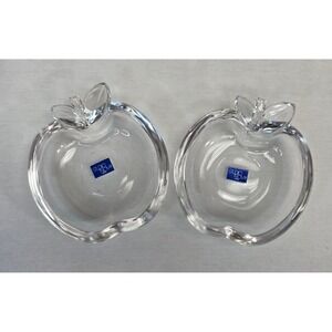 Studio Nova Japan Clear Glass Apple Trinket Dish Nut Bowl Set of 2 Vintage
